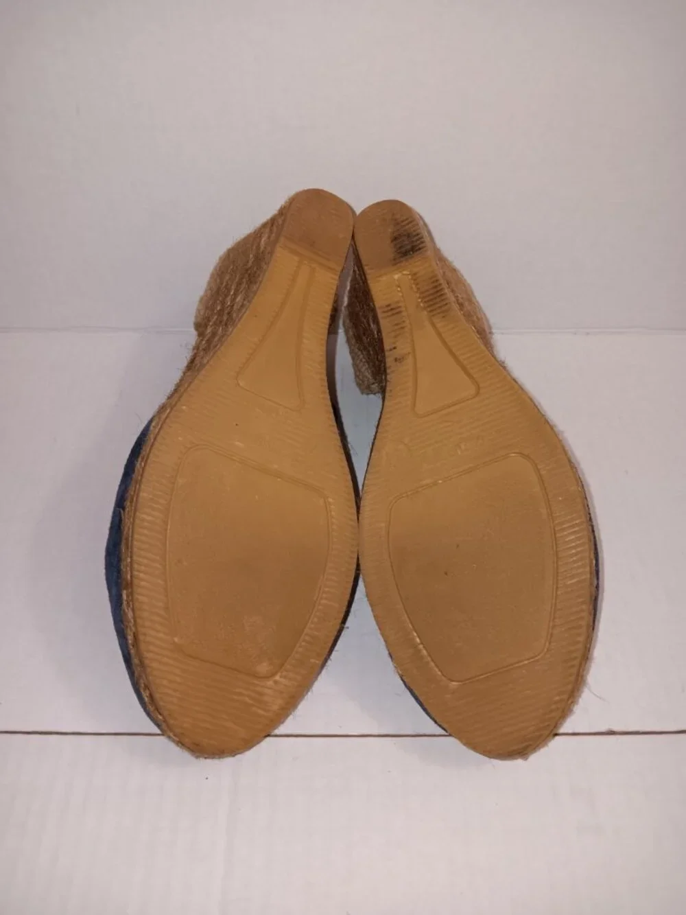 GAIMO ESPADRILLES WEDGE BLUE LEATHER WEDGE SHOES
